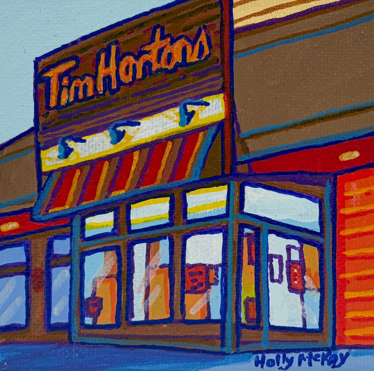 "Tim Horton's" 4x4" Acrylic Painting on Canvas