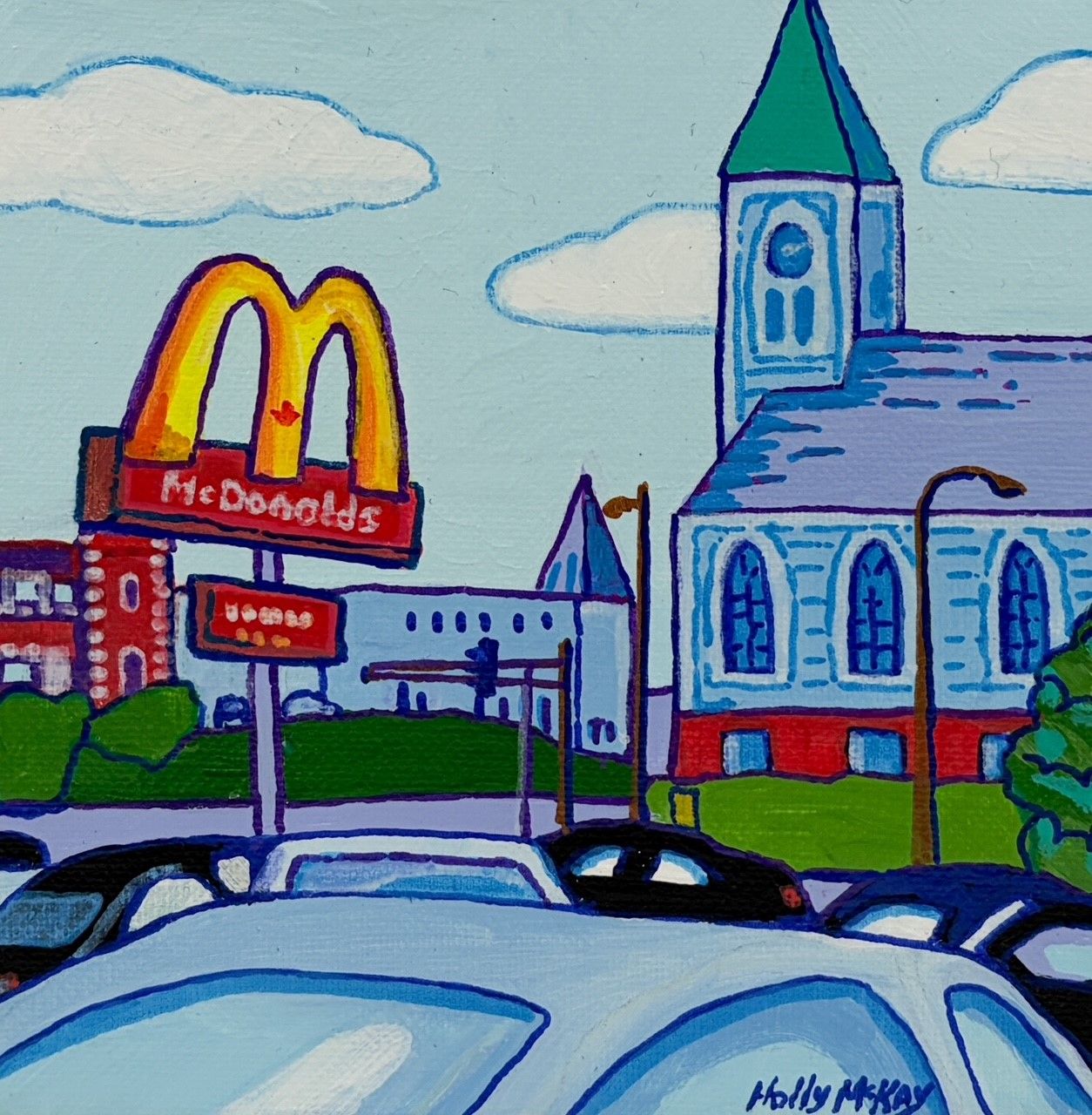 "St.Lukes North End" 6x6" Acrylic Painting on Canvas