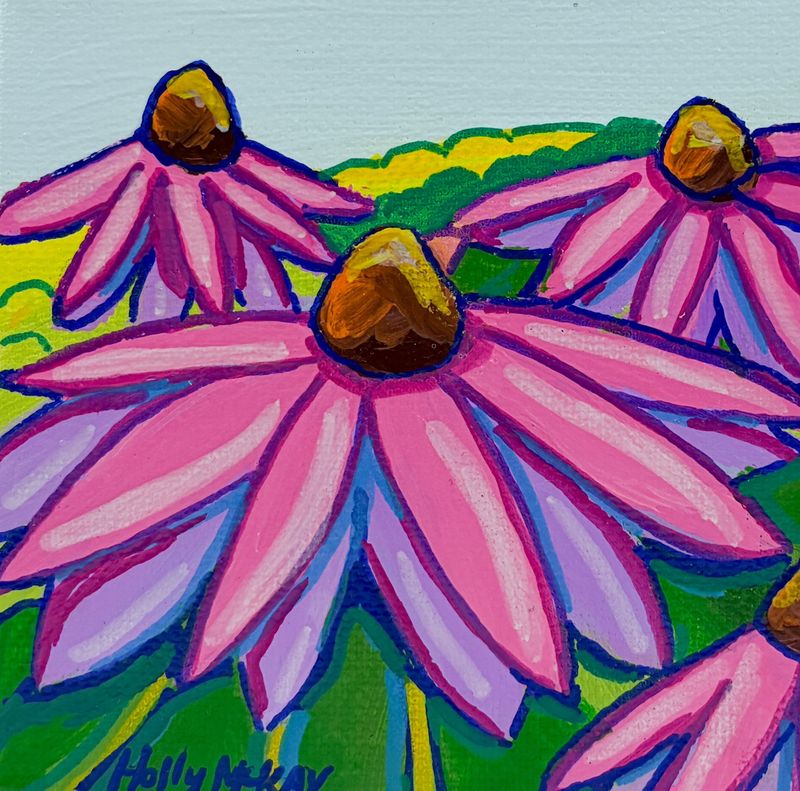 "Echinacea 2" 4x4" Acrylic Painting on Canvas