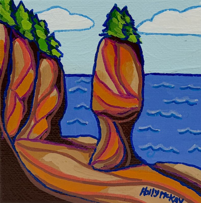 "The Rocks of St. Martins" 4x4" Acrylic Painting on Canvas