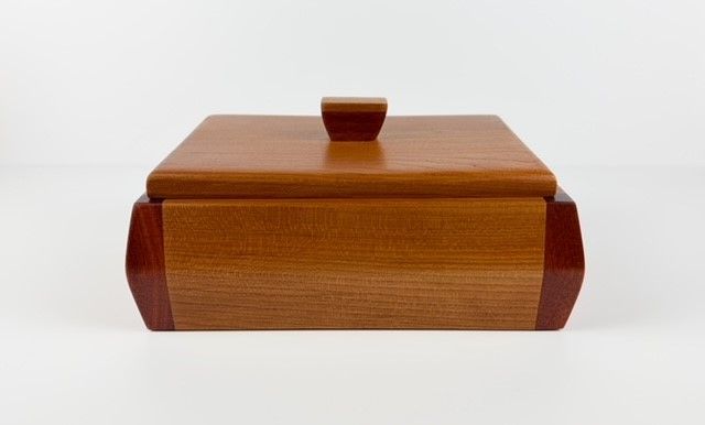 Cherry &amp; Padauk Lidded Wooden Box 7.25x9.25x4.25"