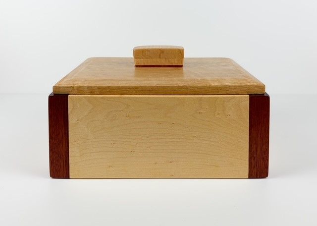 Birdseye &amp; Padauk Lidded Wooden Box 9.75x7.75x6"