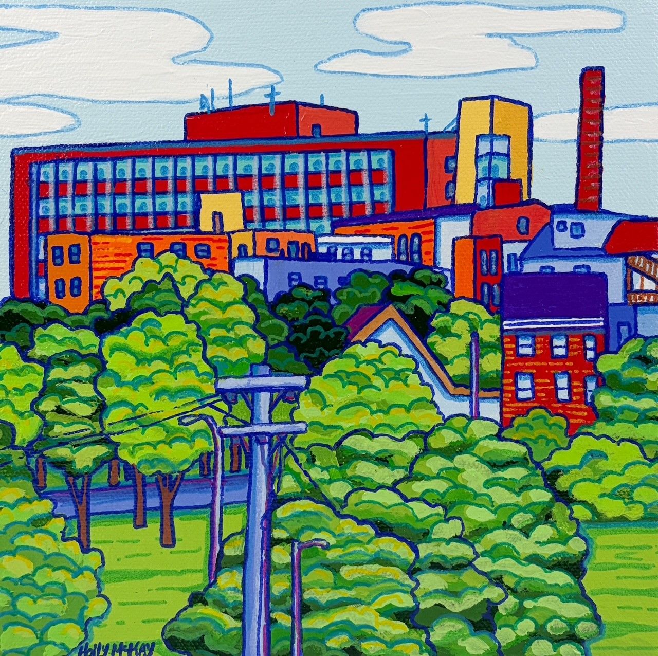"St. Joseph's Hospital" 8x8" Acrylic Painting on Canvas