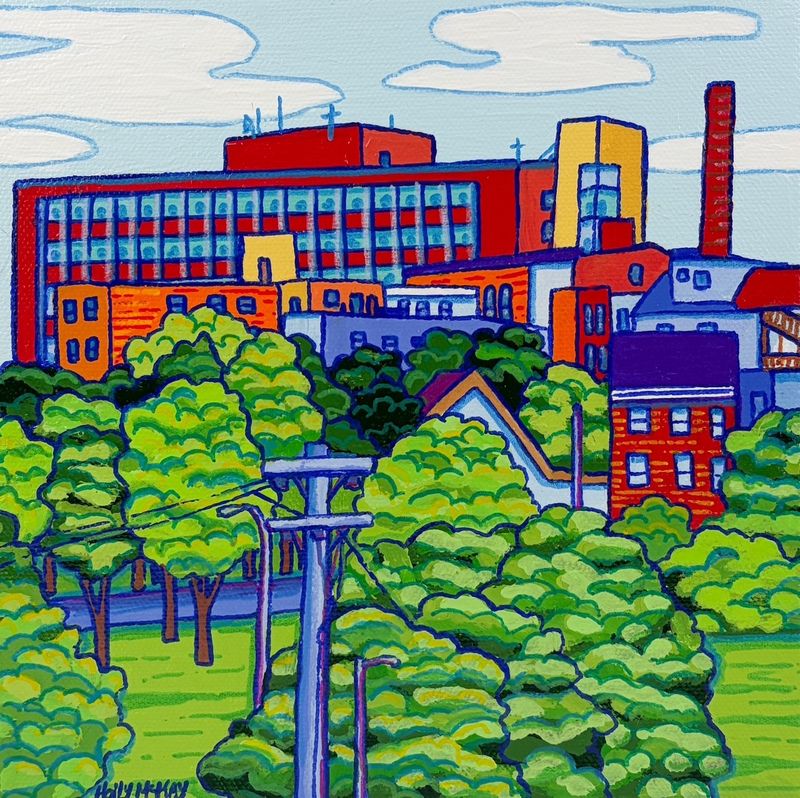 "St. Joseph's Hospital" 8x8" Acrylic Painting on Canvas