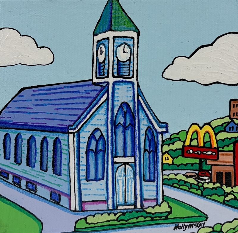 "St. Luke's Church, North End" 6x6" Acrylic Painting on Canvas