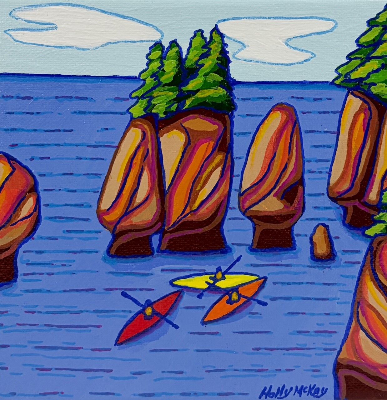"Hopewell Rocks" 6x6" Acrylic Painting on Canvas