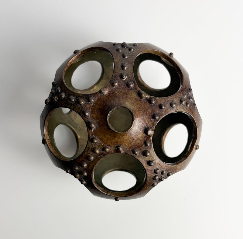 #4 Sea Urchin Small Lost Wax Cast Bronze Ammonia Metal Sculpture 4.5x3.5"