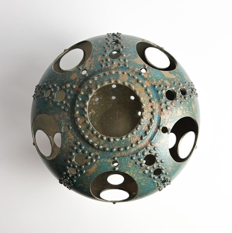 #11 Sea Urchin Medium Lost Wax Cast Bronze Ammonia Metal Sculpture 8x6"