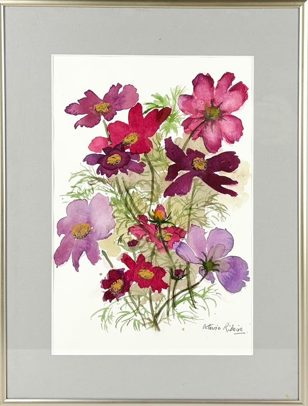 "Cosmos II" 8x12" Watercolour Framed 12.5x16.5"
