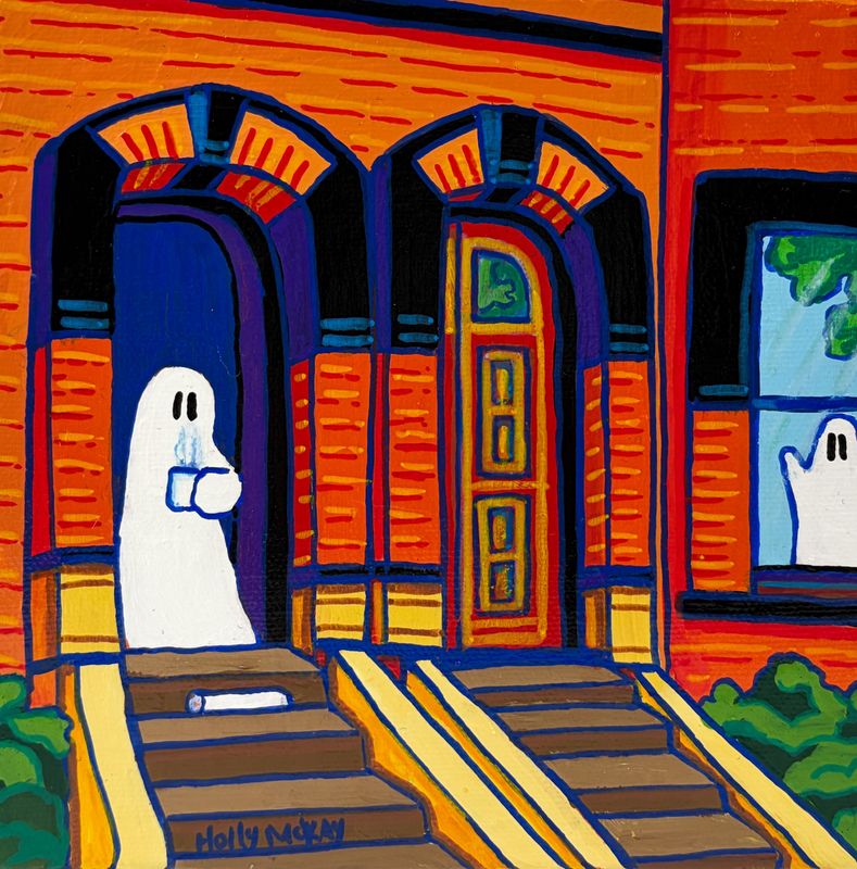 "Germain Street Ghosts" 6x6" Acrylic on Canvas