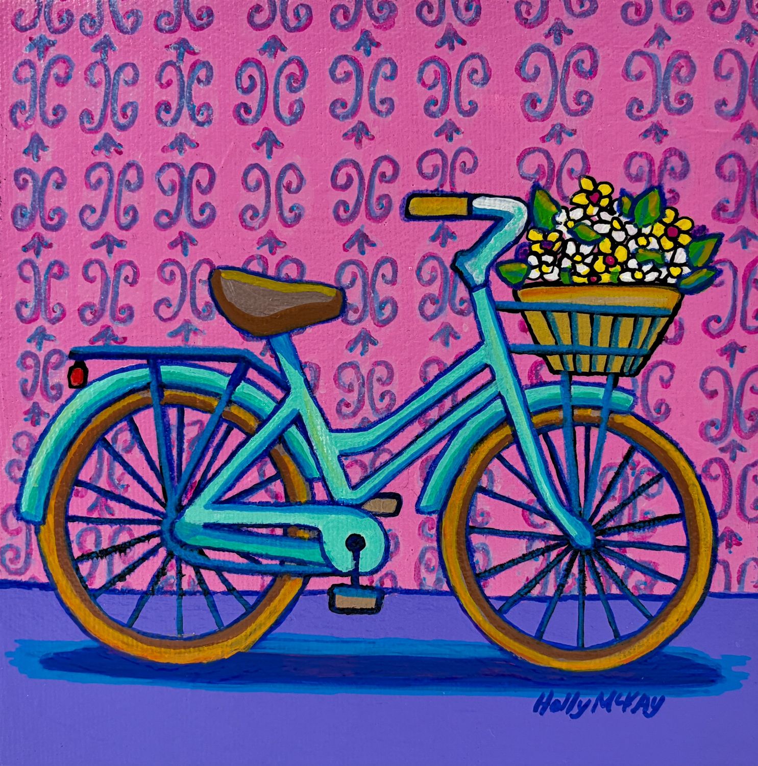 "Blue Bike" 6x6" Acrylic on Canvas