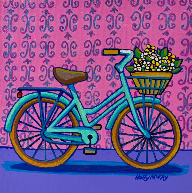 "Blue Bike" 6x6" Acrylic on Canvas