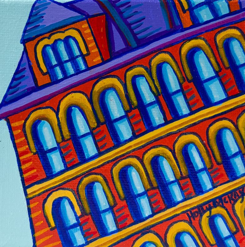 "City Market" 4x4" Acrylic on Canvas