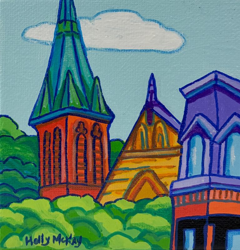 "Rooftops of Saint John" 4x4" Acrylic on Canvas