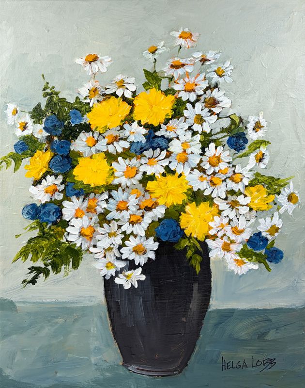 "Marigolds and Daisies" 16x20" Acrylic on Canvas