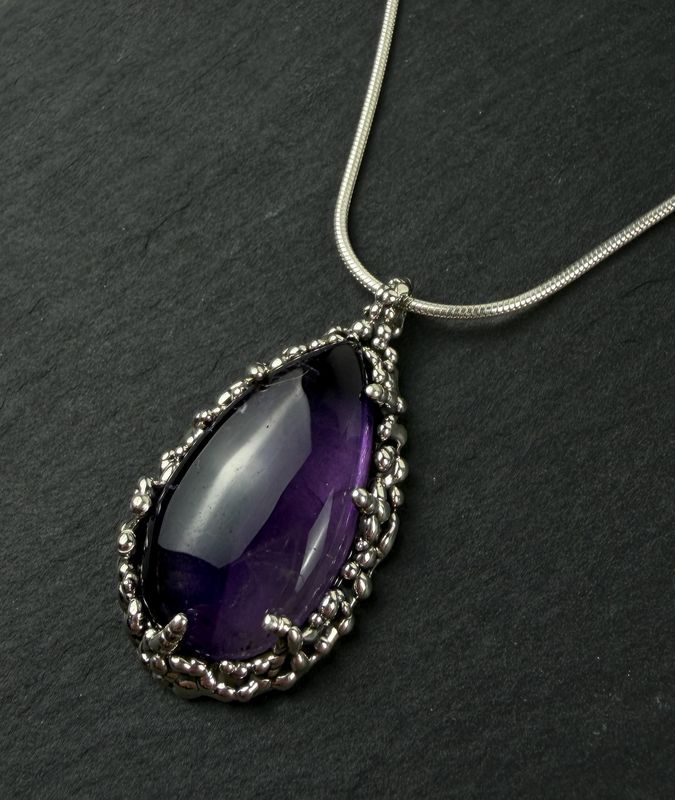 TRAPICHE OOAK Amethyst on Sterling Silver 18" Pendant
