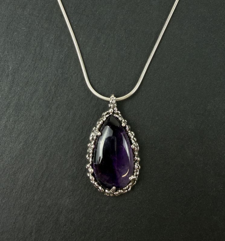 TRAPICHE OOAK Amethyst on Sterling Silver 18" Pendant