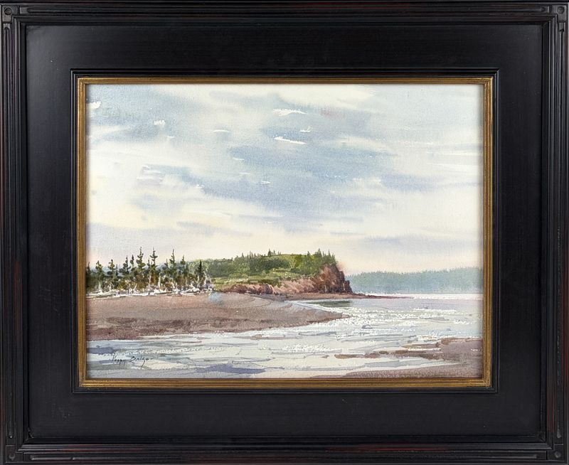 "Red Shores of the Bay of Fundy" Watercolor 12x16" Framed 18.5x22.5"