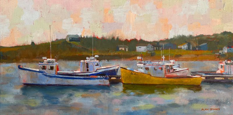 "Docked Close to Home" Oil on Gallery Canvas 8x16"