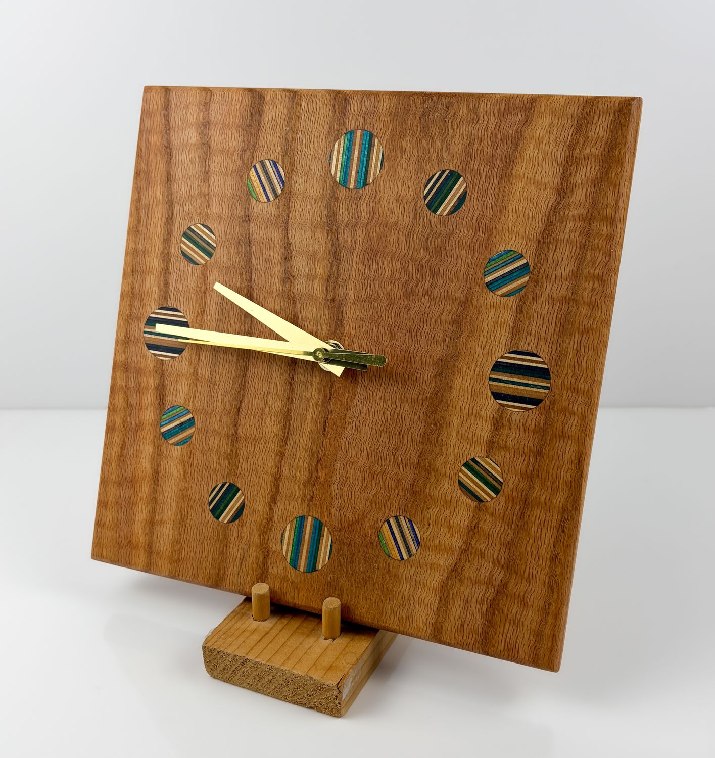 9" Square Wood Clock