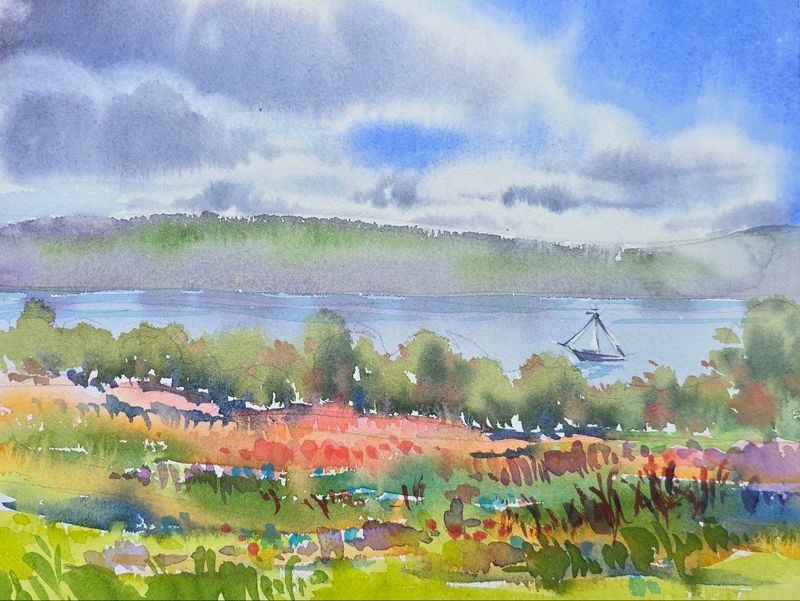 "Drifting Through a New Brunswick Summer" Watercolor 8x10" matted 11x14"