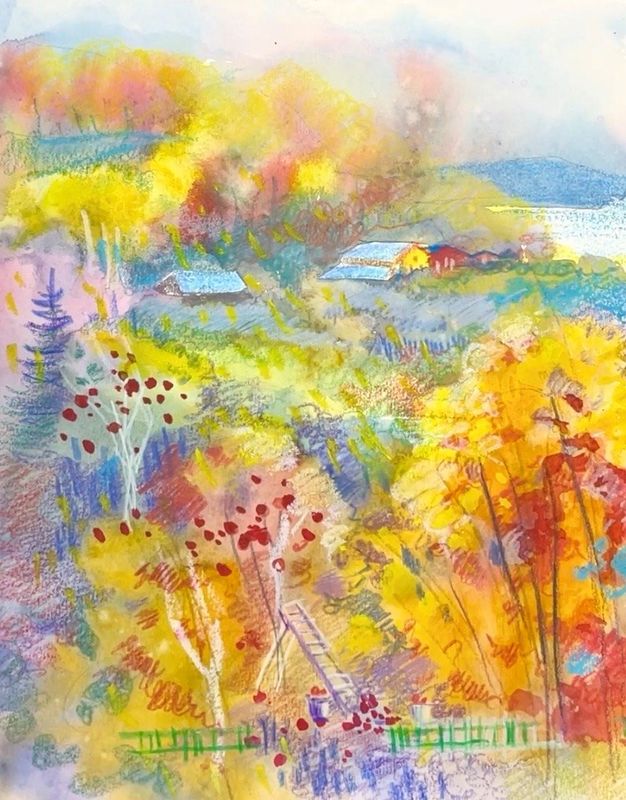 "Echoes of Childhood Apples" Watercolor 8x10" matted 11x14"
