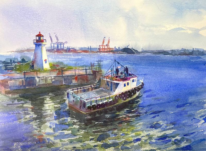 "Anchor of the Past, Saint John Harbour" Watercolor 11x14" matted 16x20"