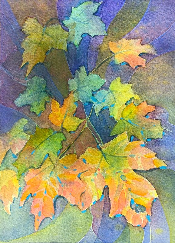 "Symphony of Maple Leaves" Watercolor 8x10" matted 11x14"