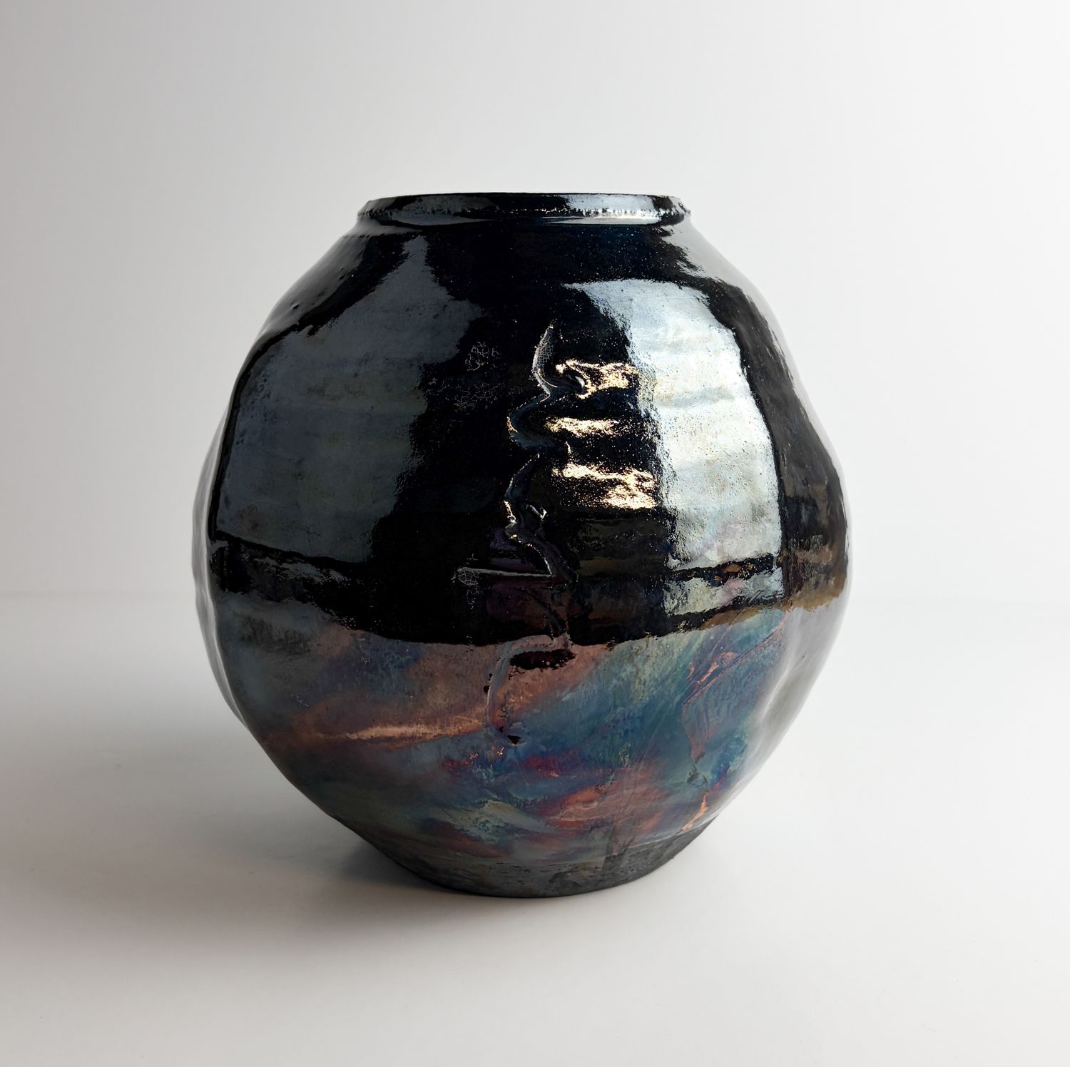 Metallic Raku Pottery Vase 7x7"