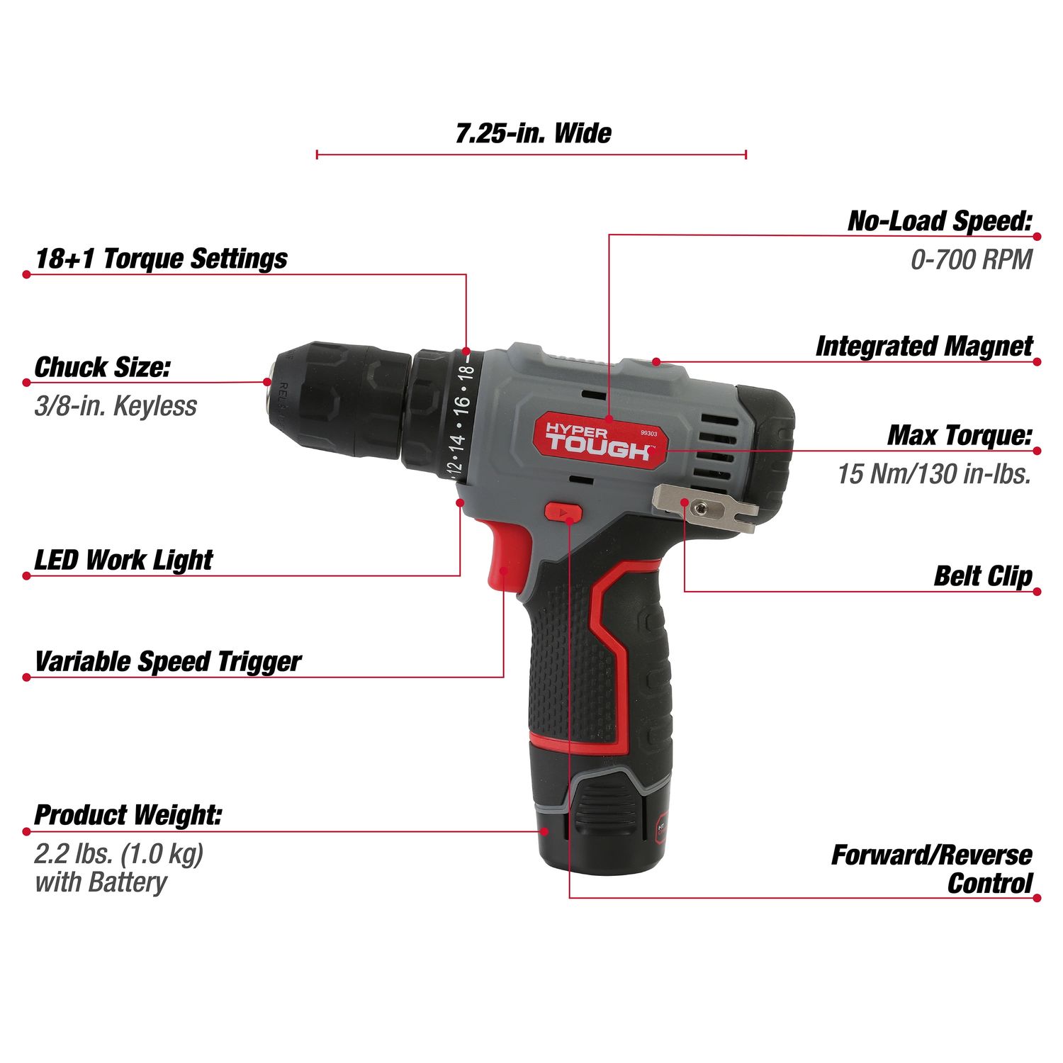 Hyper Tough 12V Max Cordless 3/8-inch Drill Driver 50-Piece Project Kit with 1.5Ah Lithium-Ion Battery, Charger, and Storage Bag Hyper Tough 12V Max Cordless 3/8-inch Drill Driver 50-Piece Project Kit with 1.5Ah Lithium-Ion Battery, Charger, and Storage Bag