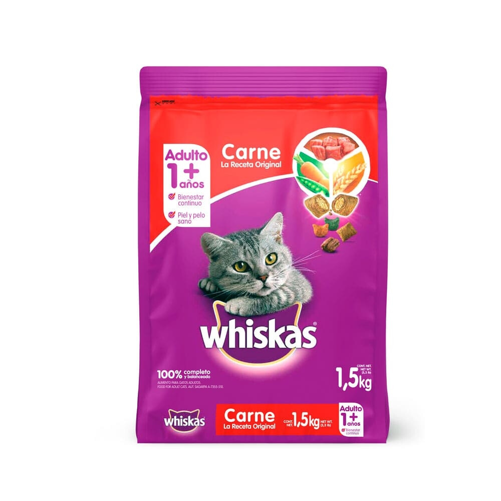 Whiskas Concentrado Gatos Adultos Carne 1.5 Kg