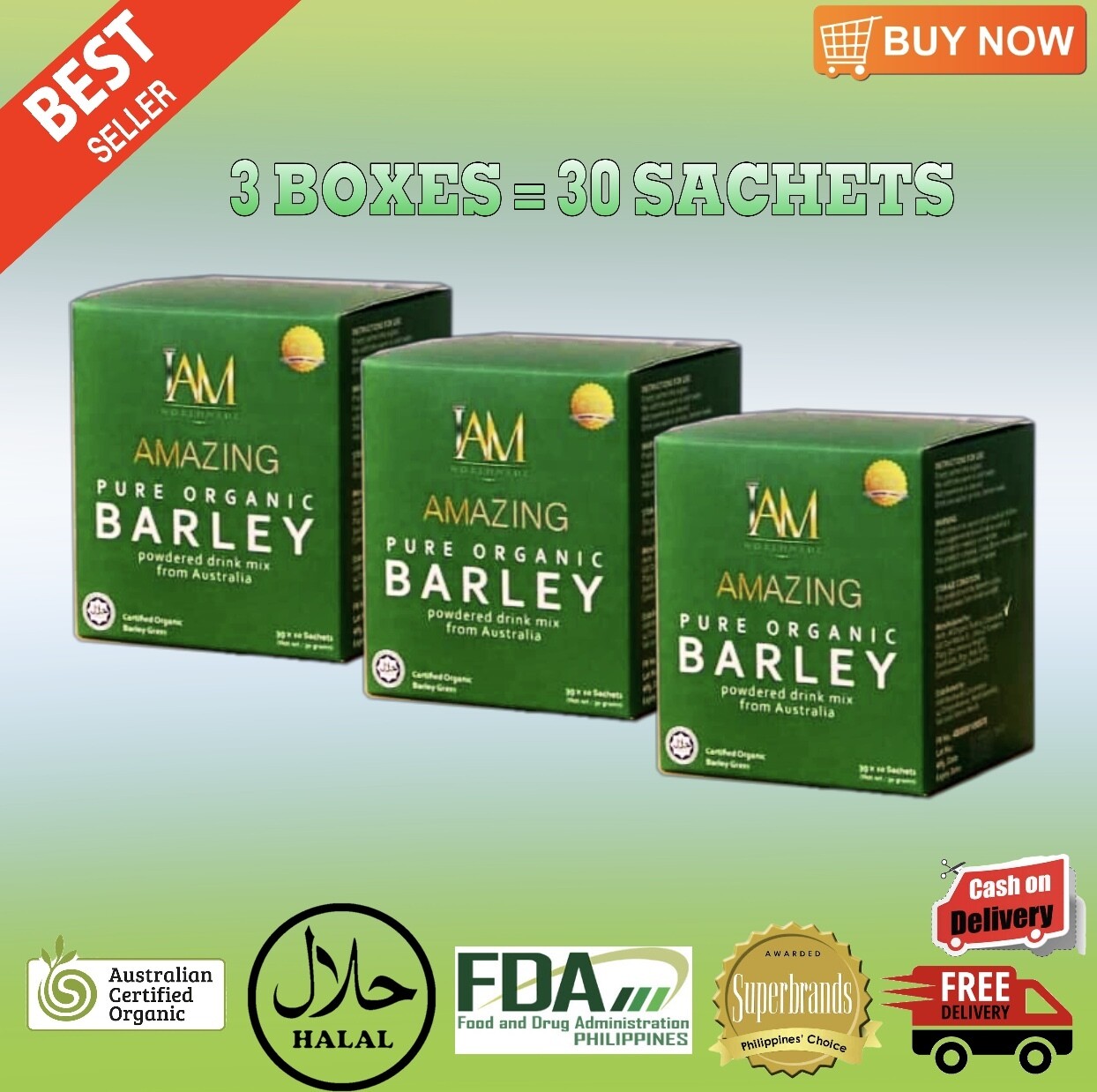 3 Boxes Amazing Pure Organic Barley (FREE SHIPPING)