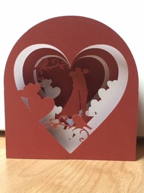 Carte 3D mariage coeur 2