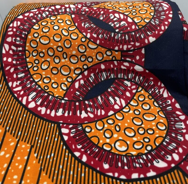 Navy and Orange African Print