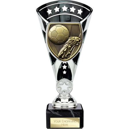Cobra Star Cup Football Boot & Ball Silver & Black