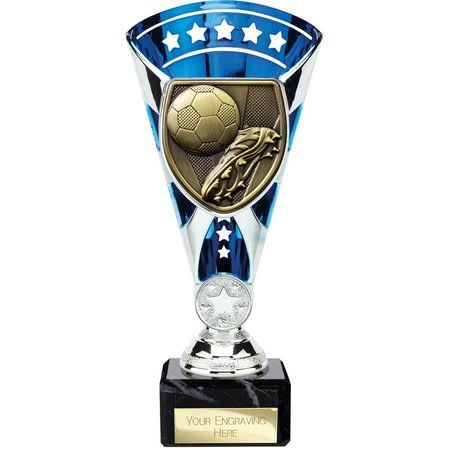 Cobra Star Cup Football Boot & Ball Silver & Blue