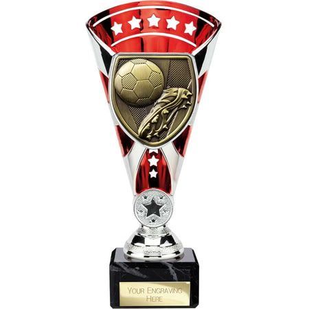 Cobra Star Cup Football Boot & Ball Silver & Red