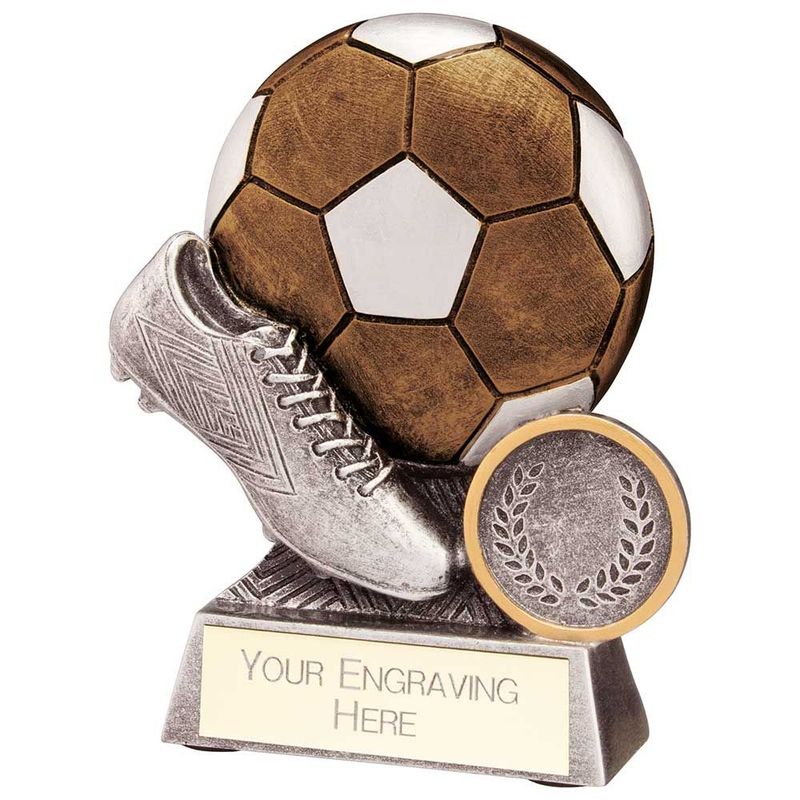 Exodus Football Boot & Ball Award Antique Gold & Silver