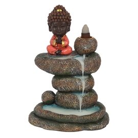 Red Buddha and Rock Pond Backflow Incense Burner