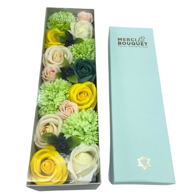Soap Flowers Long Gift Box - Spring Celebrations - Yellow &amp; Greens