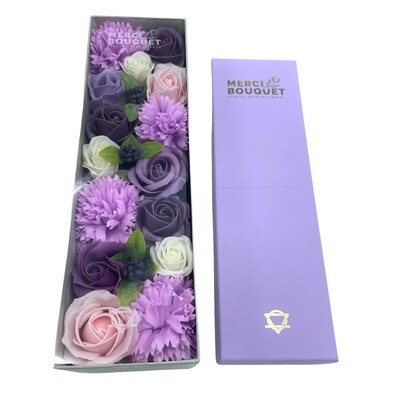 Soap Flowers Long Gift Box - Lavender Rose &amp; Carnation