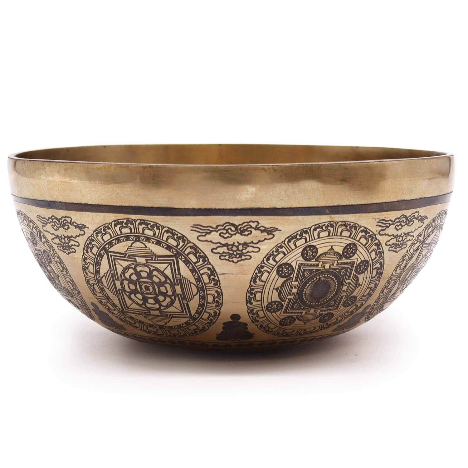 Tibetan Healing Engraved Bowl - 21cm - 7 Chakra &amp; Flower of Life