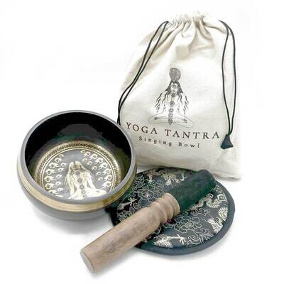 Hand Beaten & Engraved Singing Bowl Gift Set - 14cm - Yoga Tantra