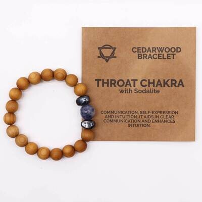 Cedarwood Throat Chakra Bangle with Sodalite