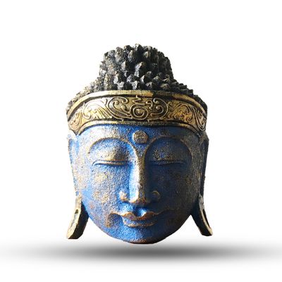 Home Decoration Buddha Head - 25cm - Blue Shine Finish