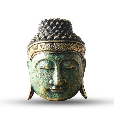 Home Decoration Buddha Head - 25cm - Green Shine Finish