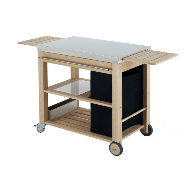 Houten Karretje met inox werkblad