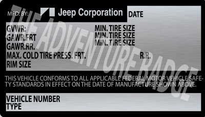 Jeep Custom VIN Plates