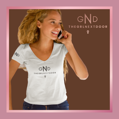 GND White V-Neck T-Shirt - Womens Fit - XS-XXL