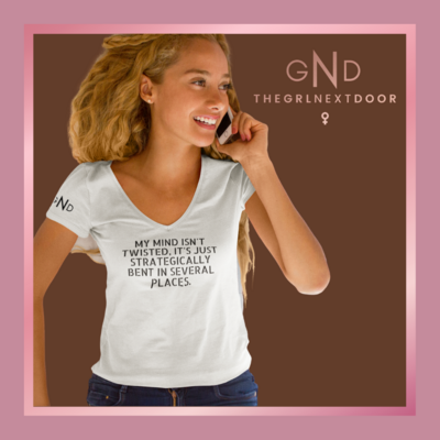 Mind Twisted White V-Neck T-Shirt - Womens Fit - XS-XXL